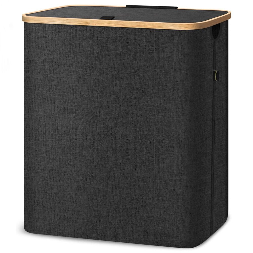 HOMLUX 36 Gallon Laundry Hamper with Lid in Black, , large