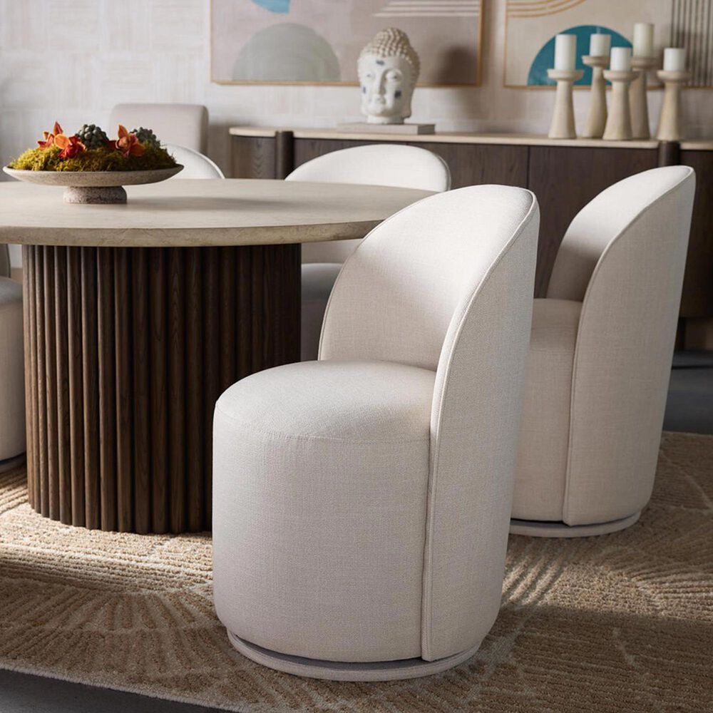 37B Cavoli Swivel Dining Side Chair in Effie Linen, , large
