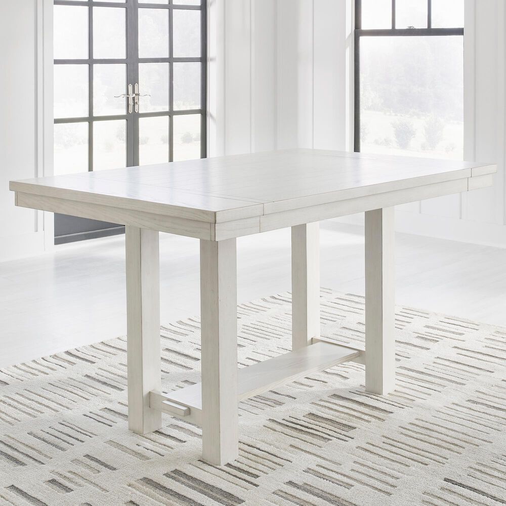 Ashley Robbinsdale Counter Height Dining Table with 2 Leaves in Antique White, , large