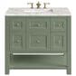 James Martin Vanities Breckenridge 36" Single Bathroom Vanity in Smokey Celadon with 3 cm Victorian Silver Quartz Top and Rectangular Sink, , large