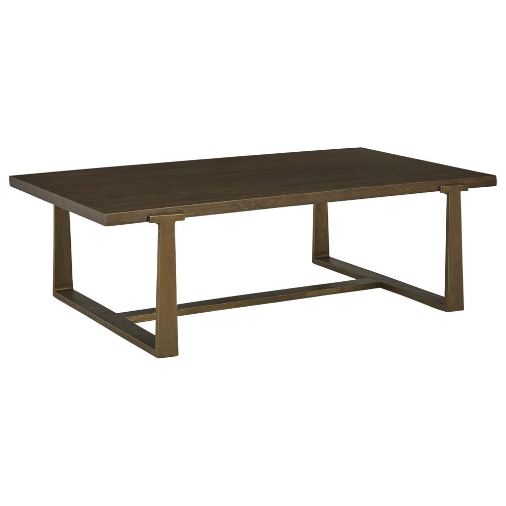 Ashley Balintmore Retangular Coffee Table in Warm Brown and Antiqued Gold, , large
