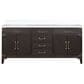 Lexora Home Laurel 72" Double Bathroom Vanity in Brown Oak with White Quartz Top and Rectangular Sinks, , large