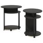 HOMLUX Jaya Simple Design Oval End Table in Walnut and Black (Set of 2), , large