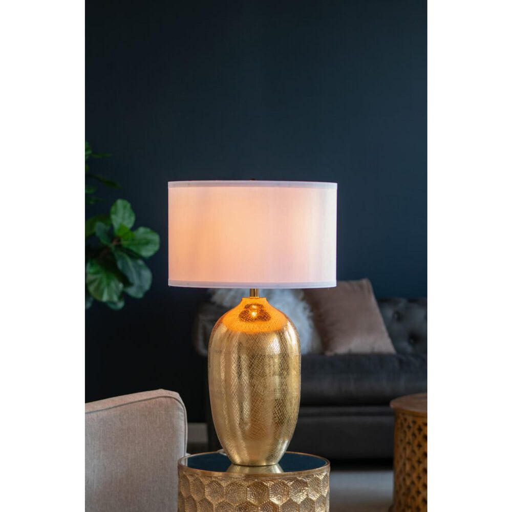 A&amp;B Home Anita Table Lamp with Collapsible Shade in Gold, , large
