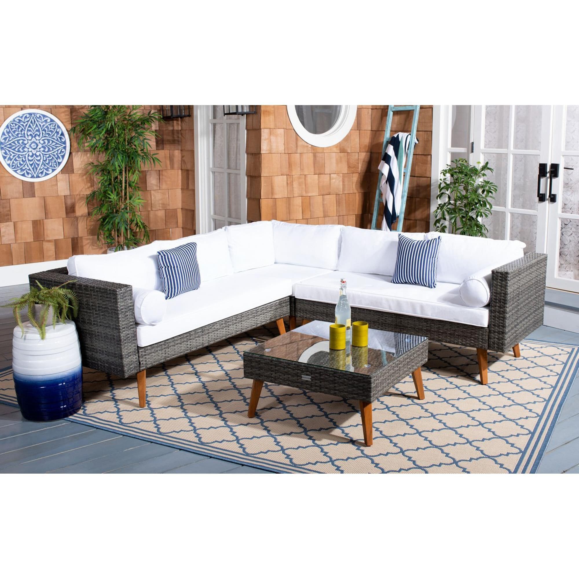 Safavieh Lynwood Patio Sectional in Gray Brown NFM