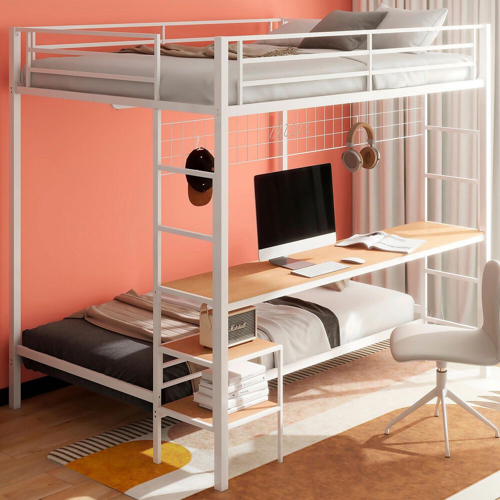 Pacific Landing Bettoni Full Over Twin Bunk Bed in Matte White, , large