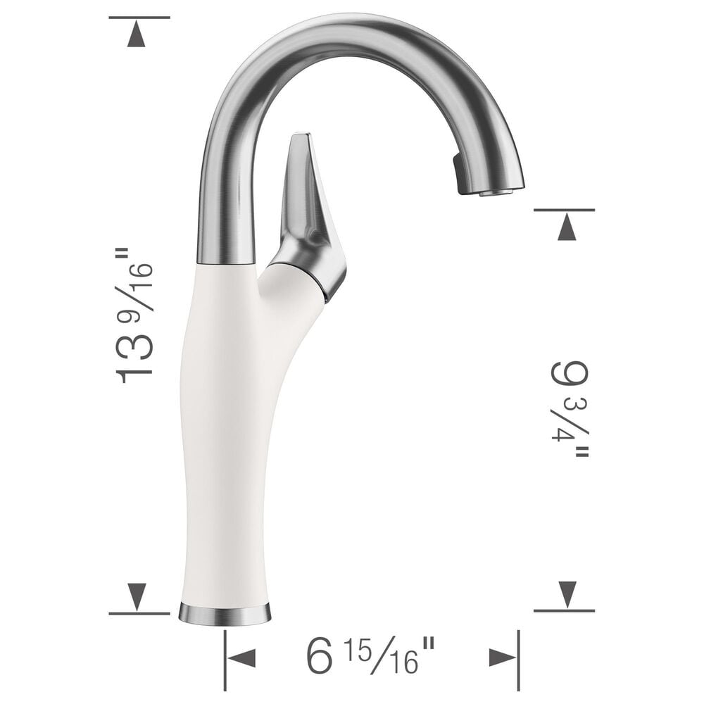 Blanco Artona 1.5 GPM Bar Faucet in Stainless Steel and White, , large