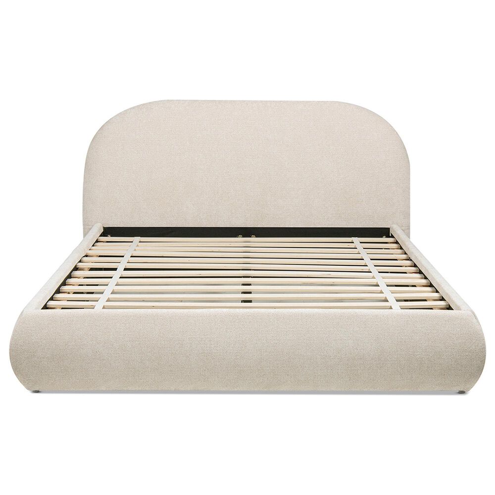 Jennifer Taylor Home Archie Puffy Grounded King Upholstered Platform Bed in Oatmeal Light Beige, , large