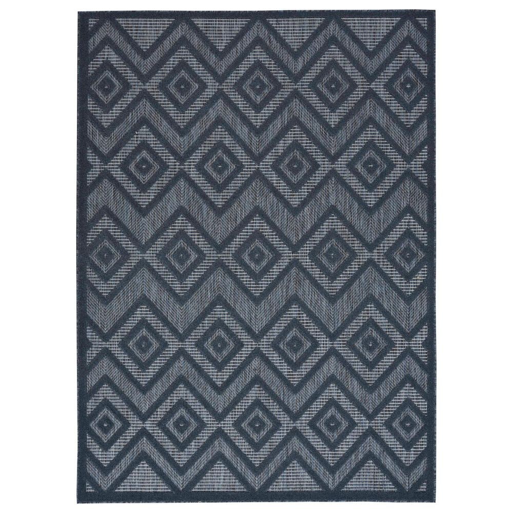 Nourison Versatile 7" x 10" Navy Blue Indoor/Outdoor Area Rug, , large