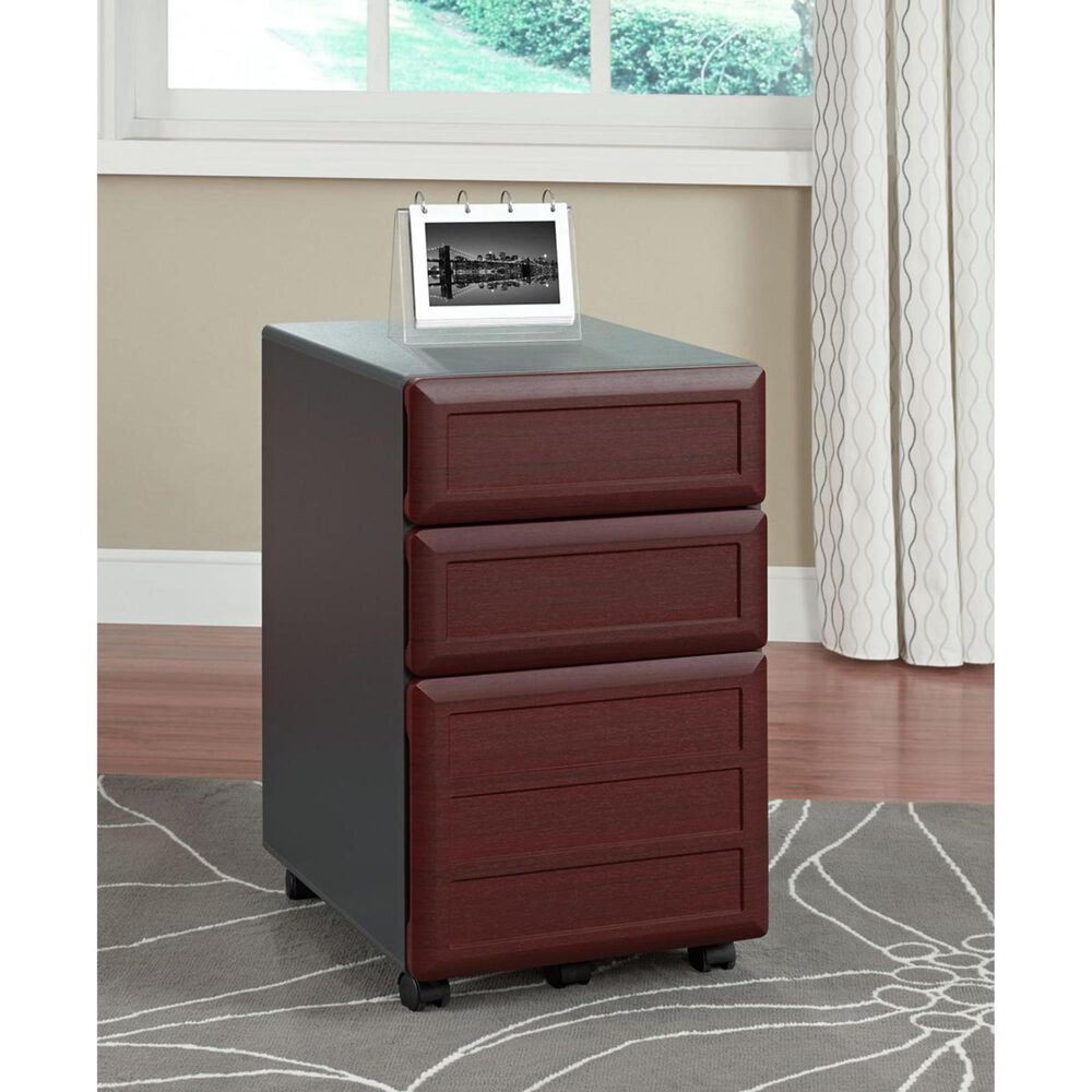DHP Pursuit 3-Drawer Mobile File Cabinet in Cherry and Gray, , large