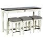 Steve Silver Jackson Sofa Bar with 3 Stool in White and Oak, , large