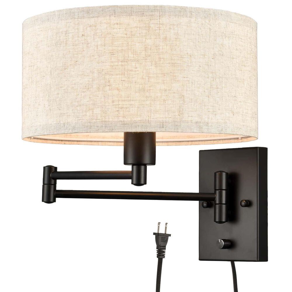 Claxy LIghting 1-Light Plug-In Swing Arm Wall Sconce in Black, , large