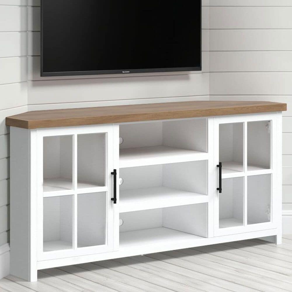 Legends Home Hampton 67" Corner TV Stand in Barnwood and Jasmin White, , large