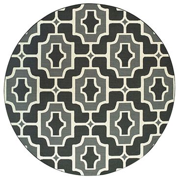 Oriental Weavers Marina 1491Z 7"10" Round Black and Grey Area Rug, , large