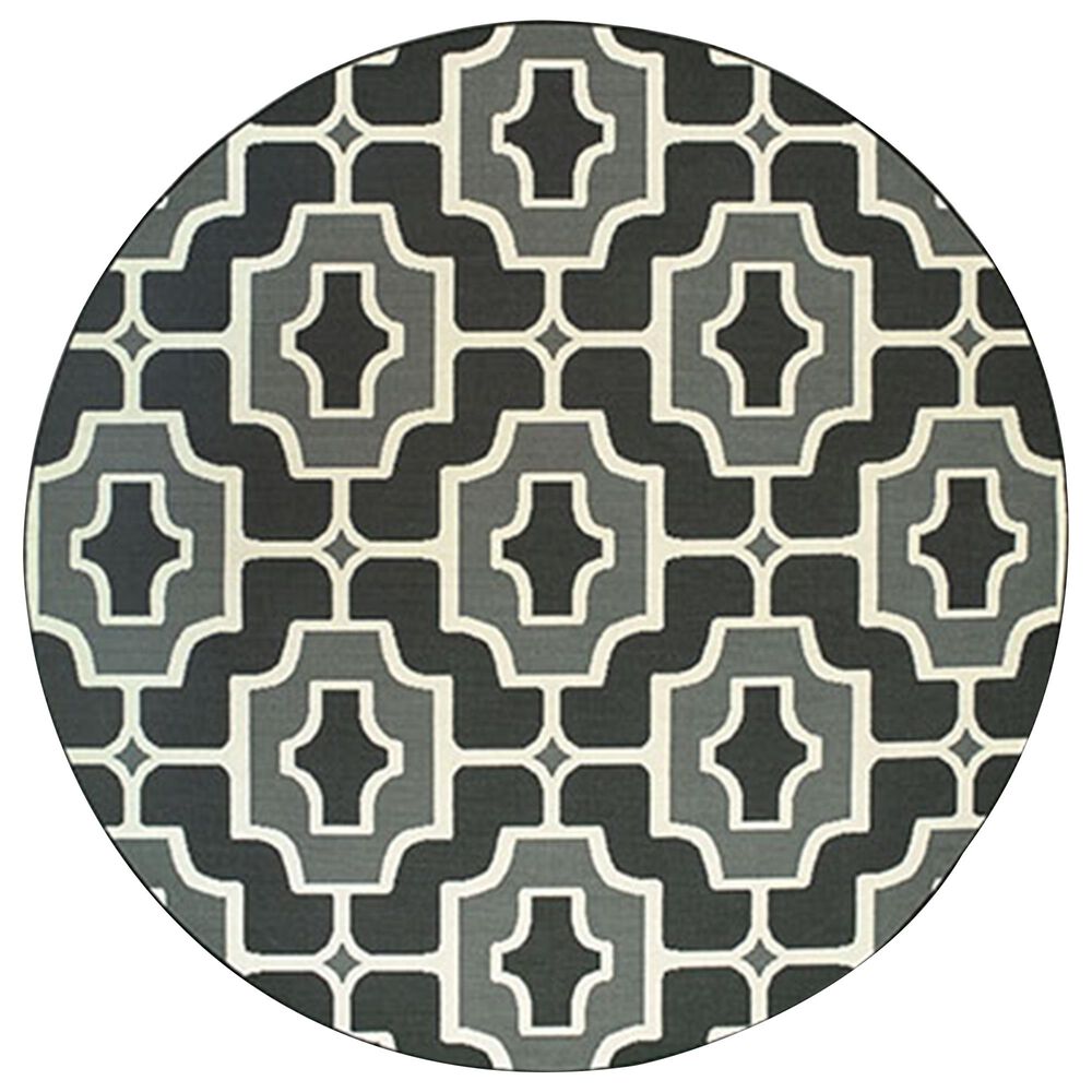 Oriental Weavers Marina 1491Z 7"10" Round Black and Grey Area Rug, , large