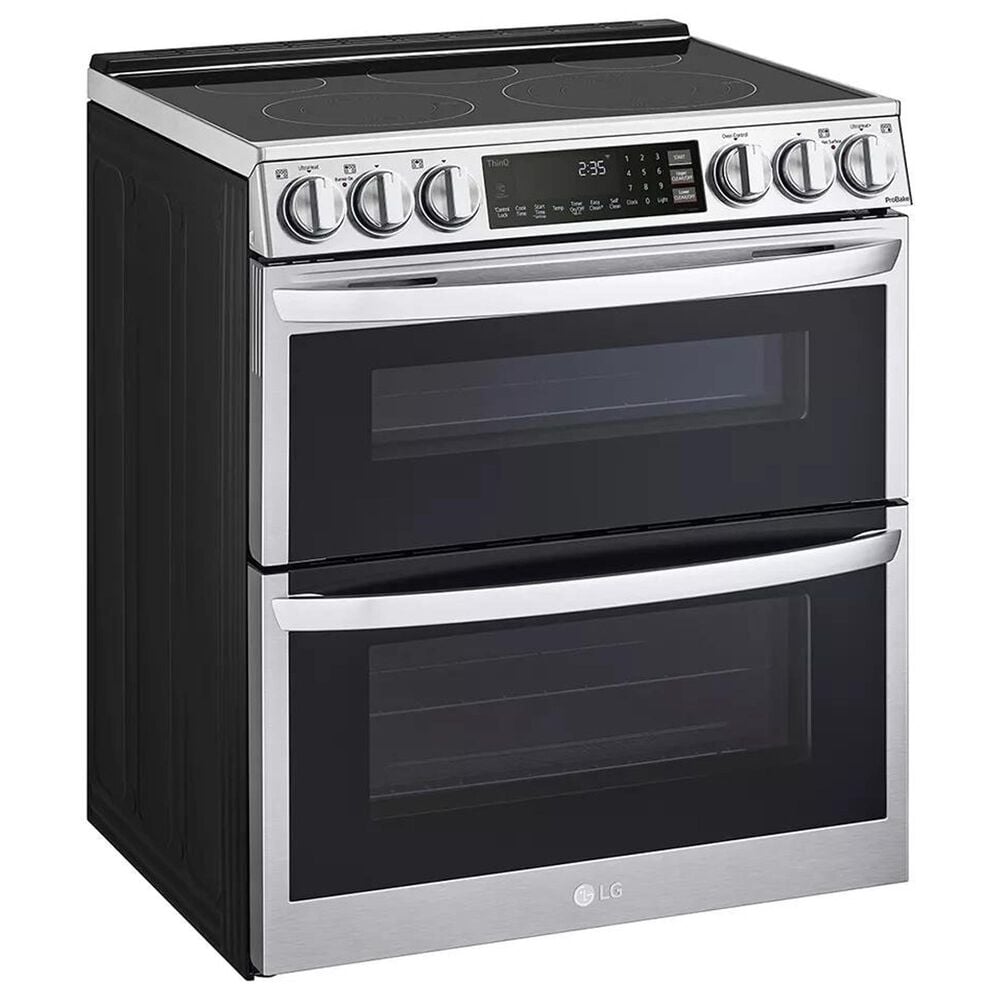 LG 2-Piece Kitchen Package with 7.3 Cu. Ft. Smart Slide-In Double Oven Electric Range and 2.1 Cu. Ft. Smart Over-the-Range Microwave in Printproof Stainless Steel, , large