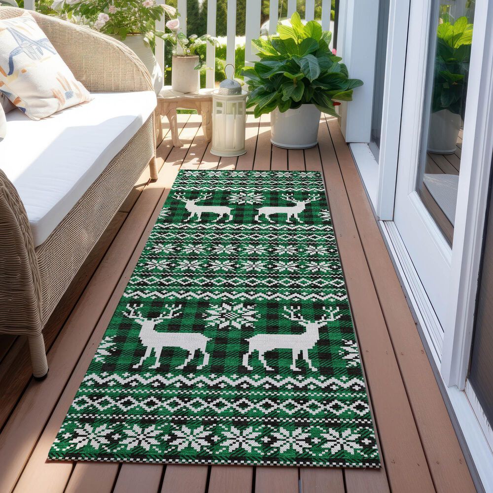Dalyn Rug Company Wonderland WN28 2&#39;3&quot; x 7&#39;6&quot; Green Indoor/Outdoor Runner, , large