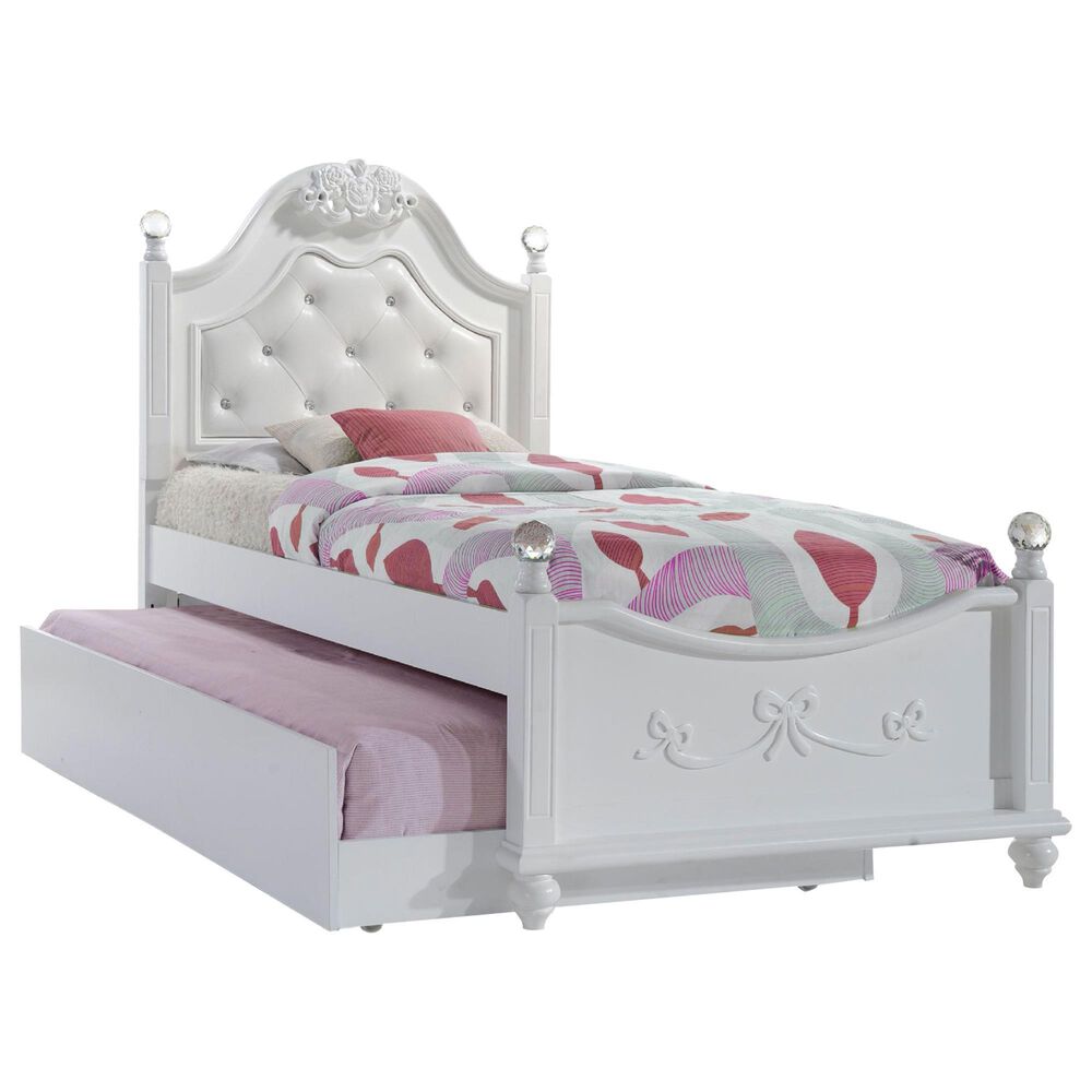 Mayberry Hill Alana Twin Upholstered Bed with Storage Trundle in White Lacquer, , large