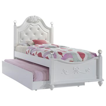 Mayberry Hill Alana Twin Upholstered Bed with Storage Trundle in White Lacquer, , large
