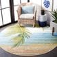 Safavieh Barbados Tropical Beach BAR560 5"3" Round Gold and Blue Indoor/Outdoor Area Rug, , large