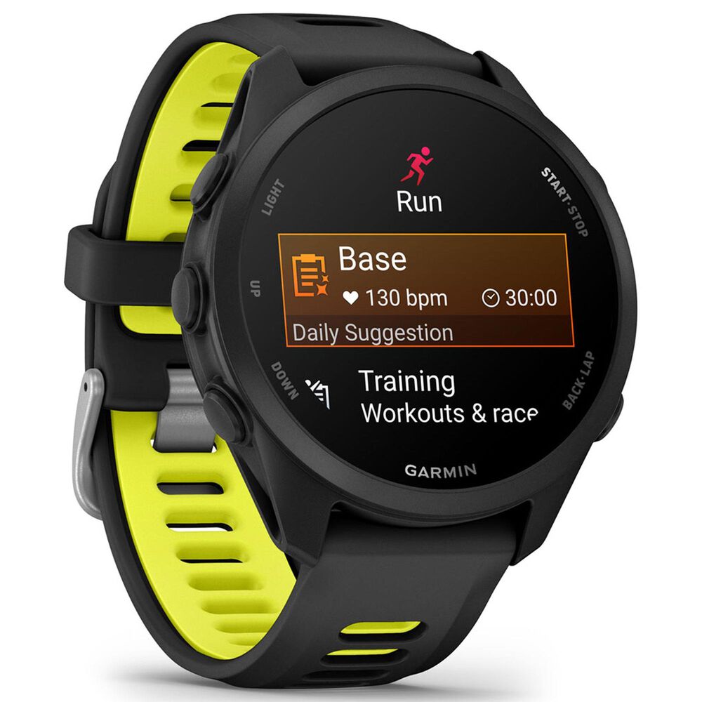 Garmin Forerunner 170 Music Smartwatch 42mm Black Case with Black and Amp Yellow Silicone Band, , large