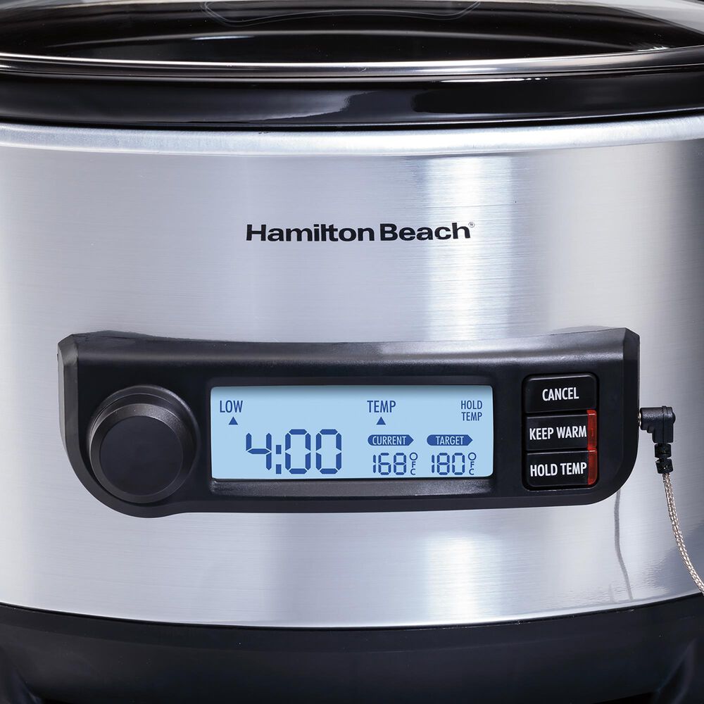 Hamilton Beach 6-Quart Advanced Temp Tracker Slow Cooker in Stainless Steel, , large