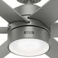 Hunter Solaria 72" Outdoor Ceiling Fan with LED Light in Matte Silver, , large