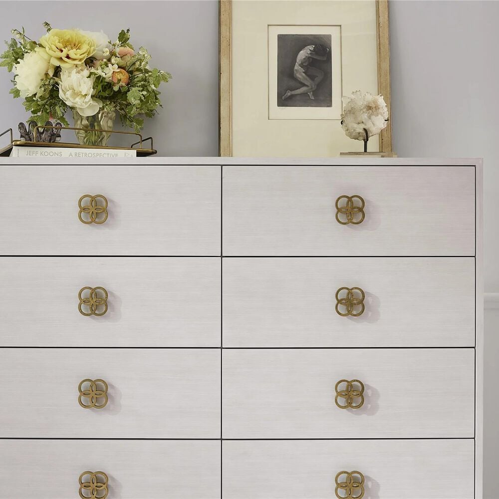 Furniture Worldwide Love Joy Bliss Peony 10 Drawer Chest in Alabaster and Soft Gold, , large
