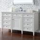 James Martin Vanities Brittany 60" Single Bathroom Vanity in Bright White with 3 cm White Zeus Quartz Top and Rectangular Sink, , large