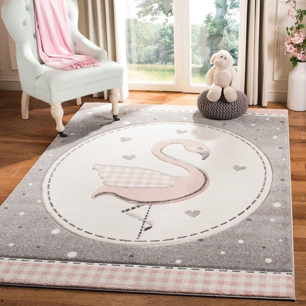 Safavieh Carousel CRK154 3&#39;3&quot; x 5&#39;3&quot; Pink and Ivory Kids  Area Rug, , large