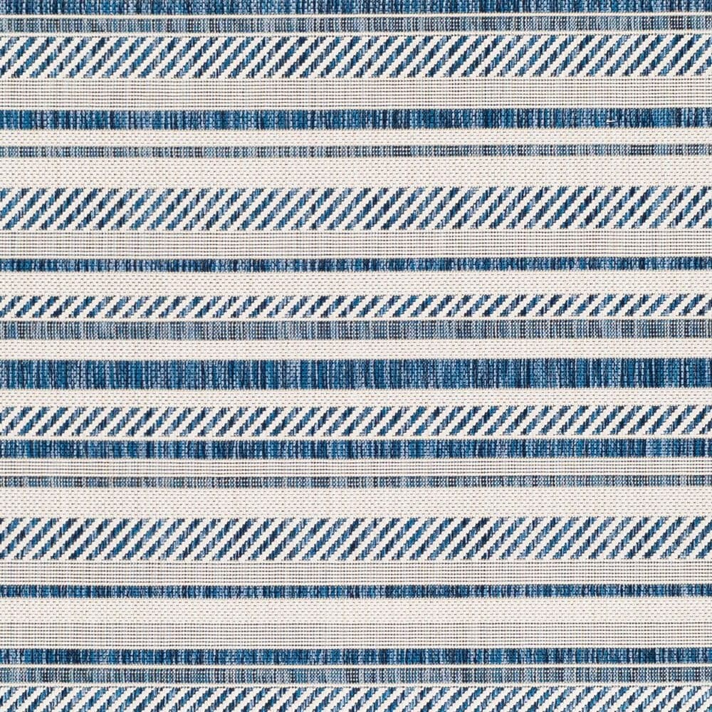 Surya Eagean EAG-2337 Navy, Light Blue, Blue and White 6&#39;7&quot; Round Indoor/Outdoor Area Rug, , large