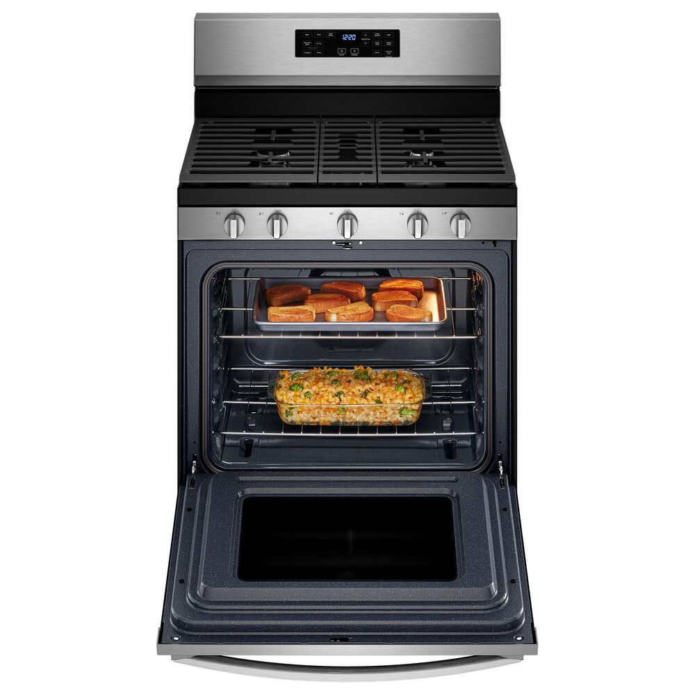 Whirlpool 2-Piece Kitchen Package with 5.0 Cu. Ft. Freestanding Gas Range and Microwave in Fingerprint Resistant Stainless Steel, , large