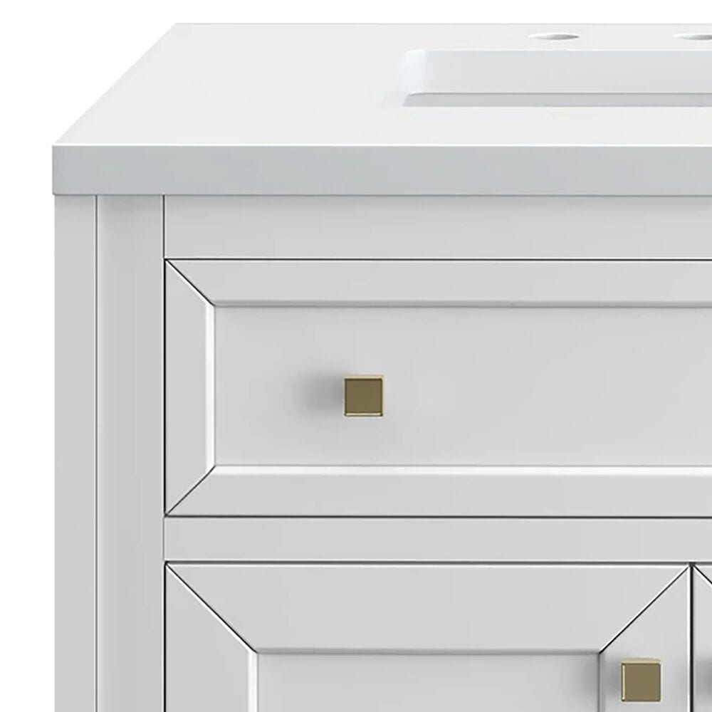 James Martin Vanities Chicago 36&quot; Single Bathroom Vanity in Glossy White with 3 cm White Zeus Quartz Top and Rectangular Sink, , large