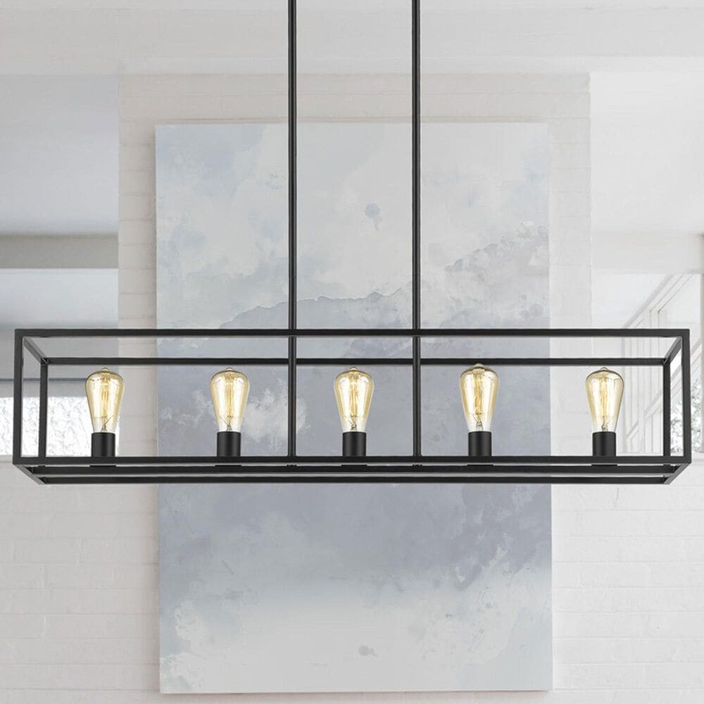 Golden Lighting Wesson 5-Light Linear Pendant in Matte Black, , large