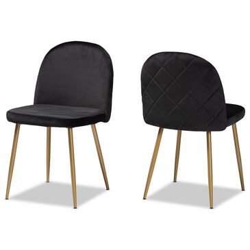 Baxton Studio Fantine Dining Chair in Black/Gold (Set of 2), , large