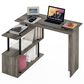 HOMLUX 3-Tier Shelves L-Shape Computer Desk in French Oak Grey and Black, , large