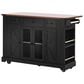 HOMLUX 53" Farmhouse Kitchen Island with Two Tempered Glass Cabinet Doors in Black, , large