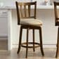 Armen Living Wren Swivel Counter Height Stool with Light Scone Upholstery in Sepia Brown, , large