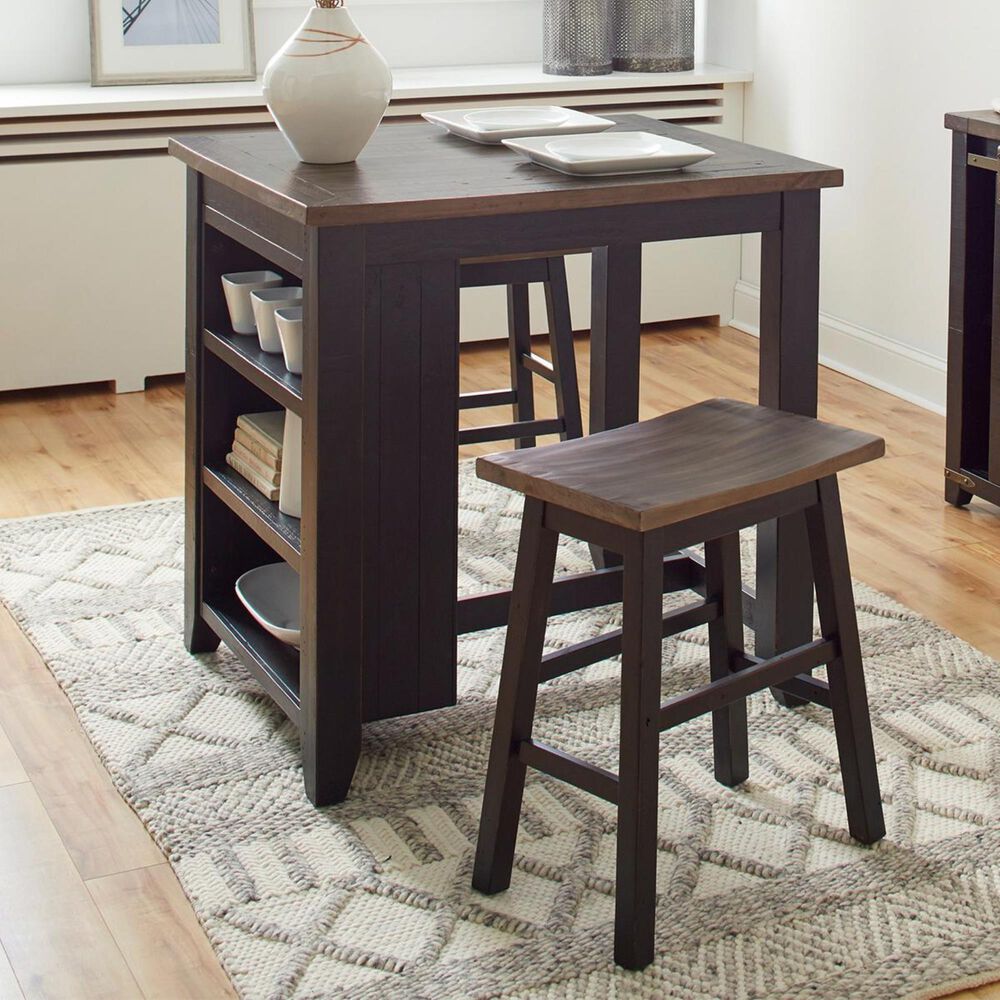 Waltham Madison County 3-Piece Counter Height Island Set in Black and Barnwood, , large