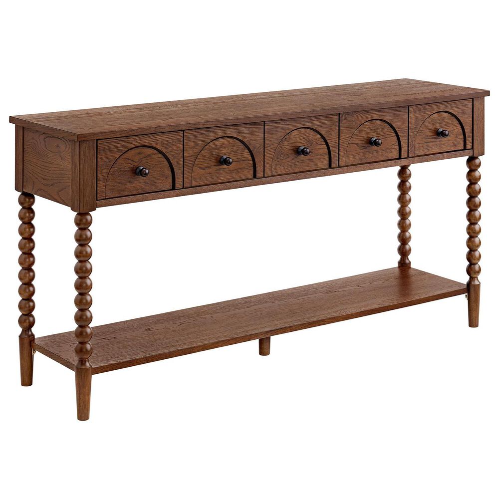 Forma & Co Turn Wood Sofa Table in Cocoa Brown, , large