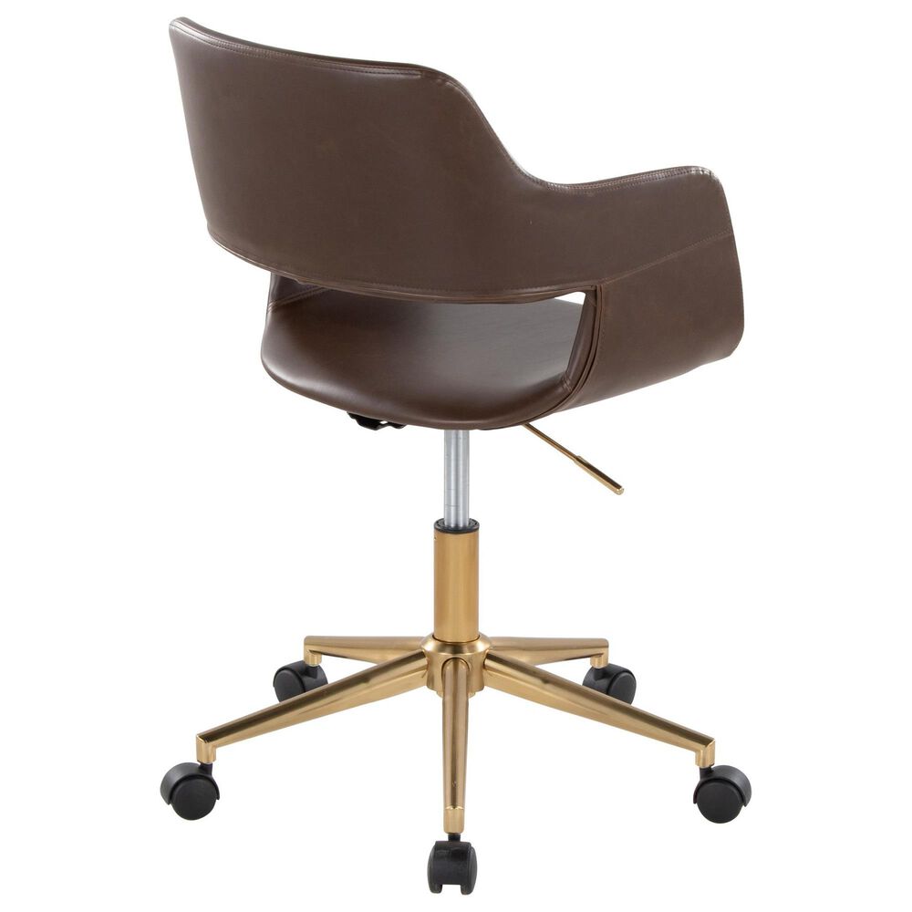 Lumisource Margarite Task Chair with Espresso Faux Leather Cushion in Gold, , large