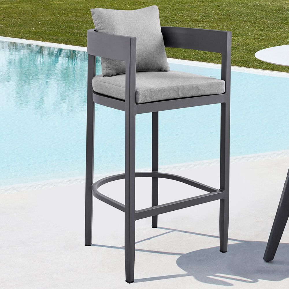 Armen Living Argiope Patio Bar Stool in Dark Gray, , large