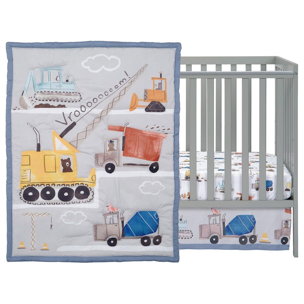 Lambs and Ivy Construction Zone 3-Piece Crib Bedding Set in Blue, Yellow, White and Red, , large