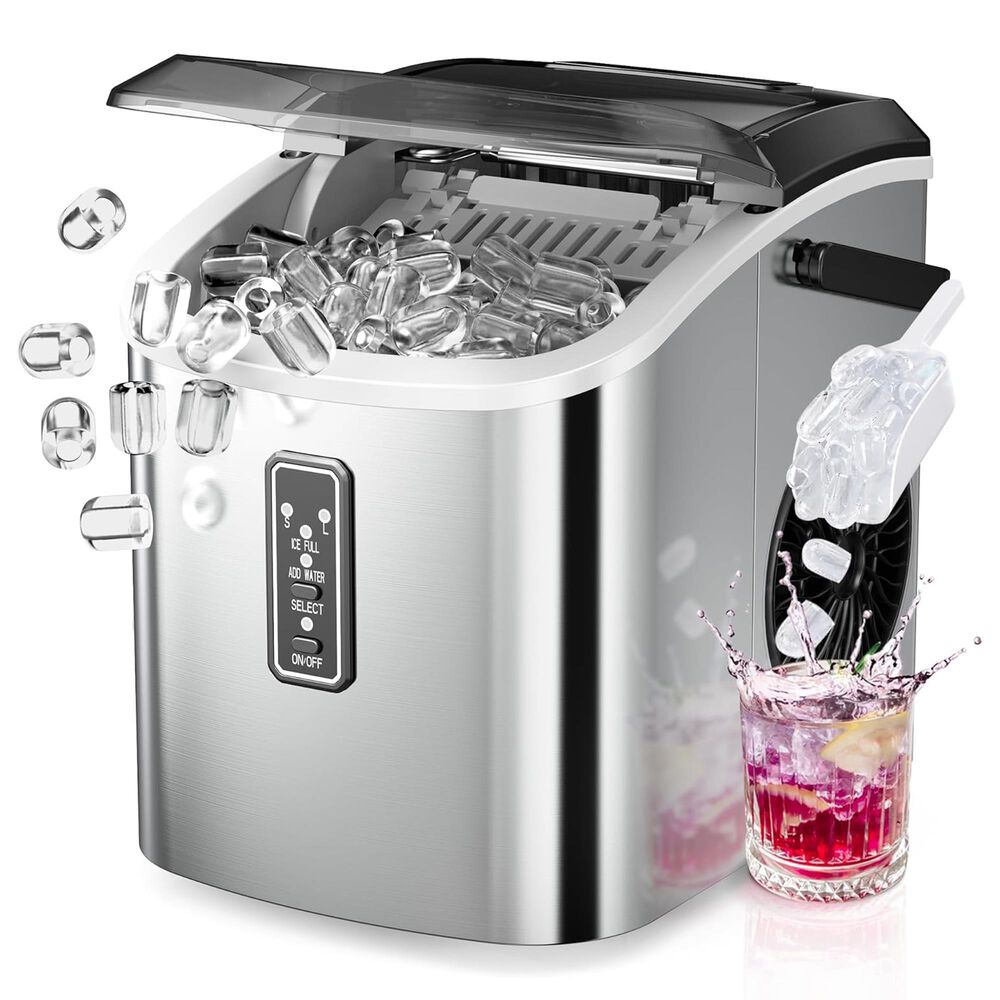 Euhomy 11" 27 Lbs Portable Bullet Ice Maker in Silver, , large