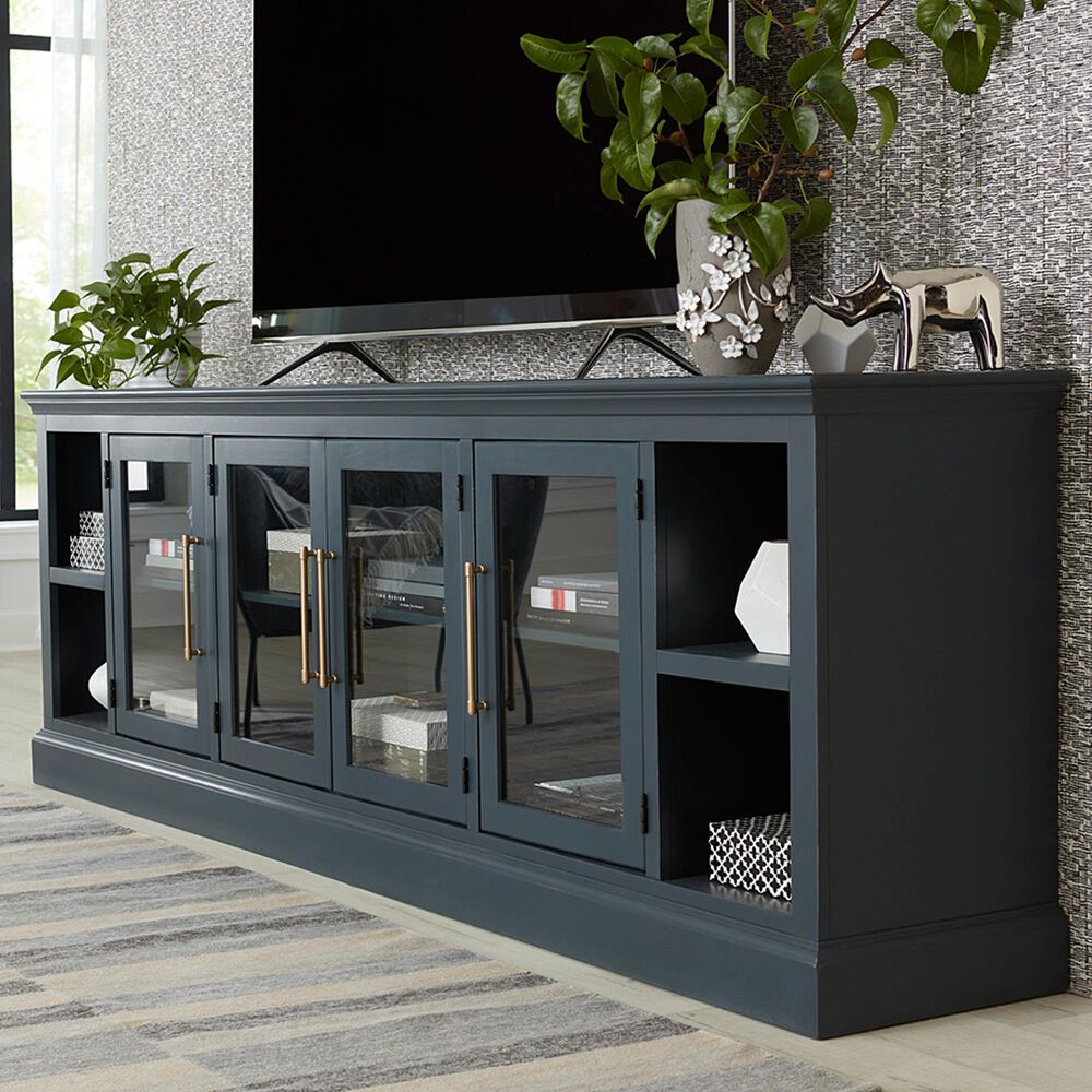 Riva Ridge Byron 98&quot; TV Console with 4 Doors in Malta Blue, , large