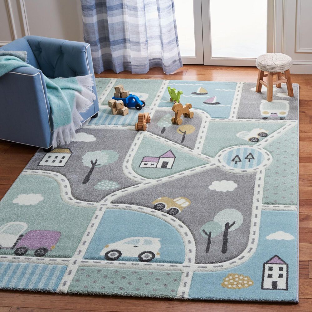 Safavieh Carousel 8&#39; x 10&#39; Grey and Light Blue Kids  Area Rug, , large