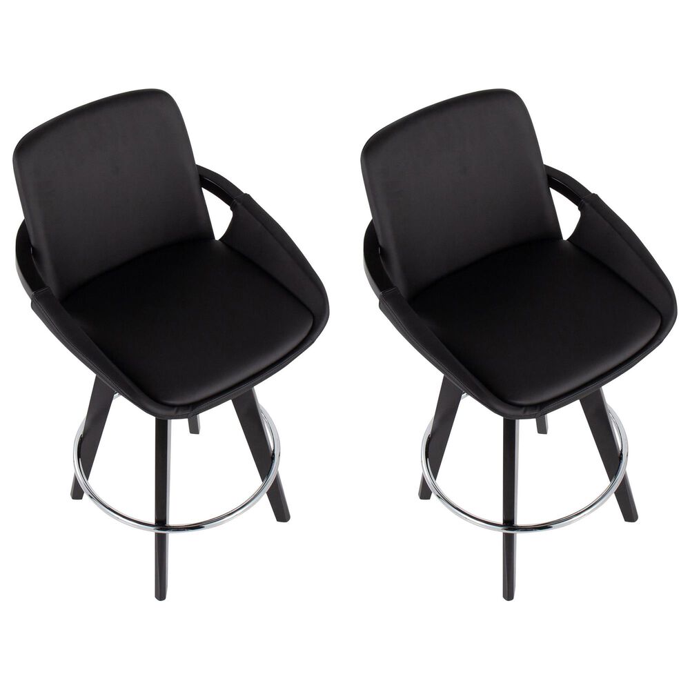 Lumisource Cosmo 26&quot; Swivel Counter Stool with Black Cushion in Black and Chrome &#40;Set of 2&#41;, , large