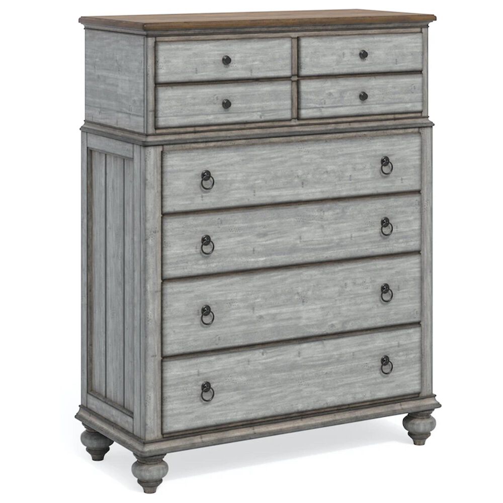 Flexsteel Plymouth 8 Drawer Chest in Distressed Gray and White, , large