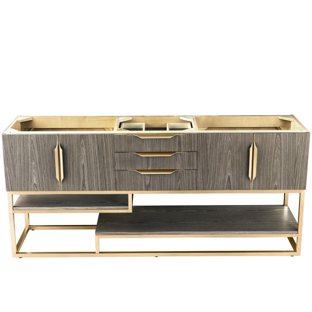 James Martin Columbia 72" Single Bathroom Vanity Cabinet in Ash Gray and Radiant Gold, , large