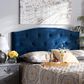 Baxton Studio Leone Full Panel Headboard with Navy Blue Velvet in Dark Brown, , large